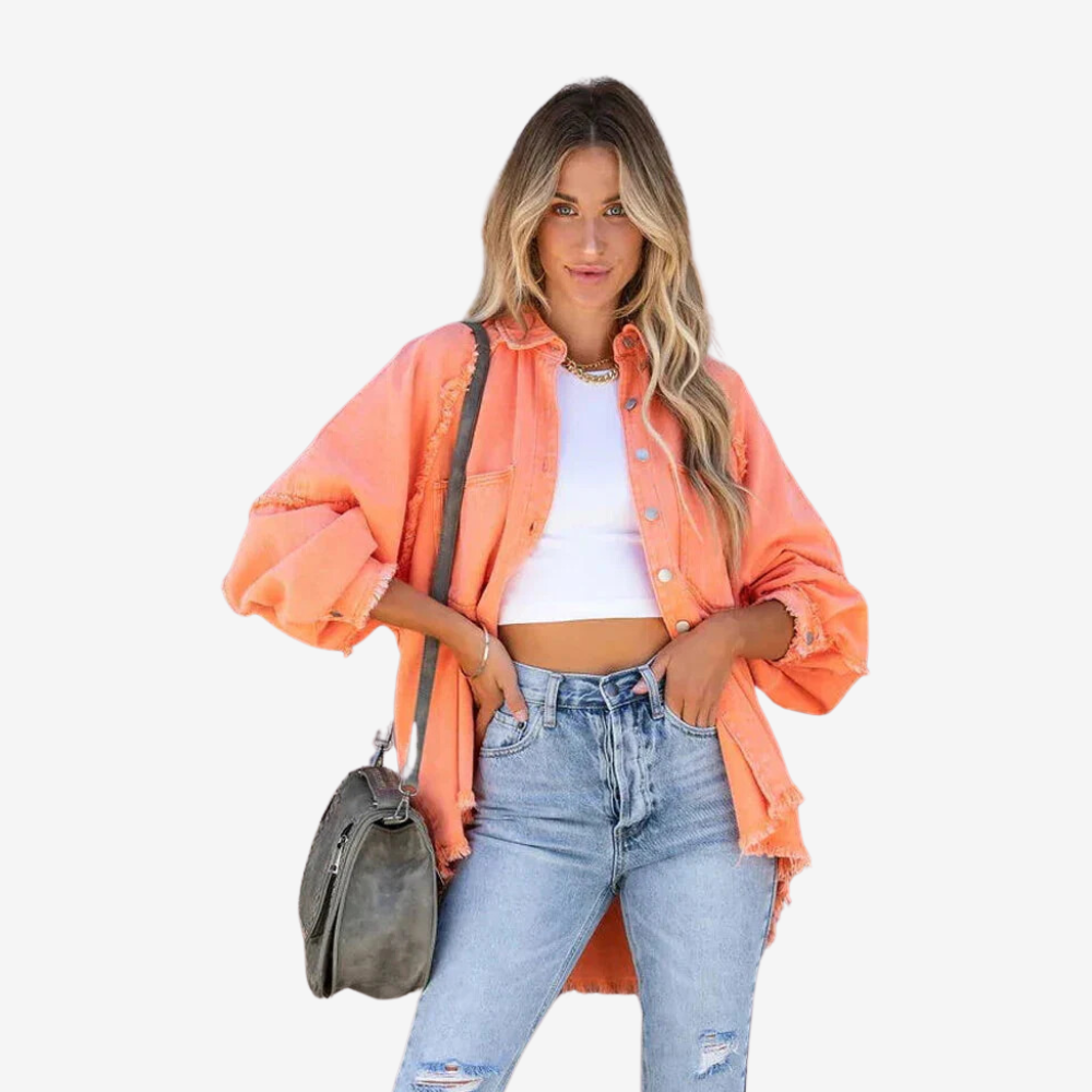 Casaco Jeans Com Bainha Desfiada Colors