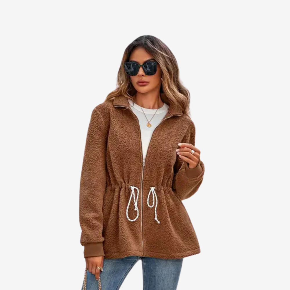 Casaco Com Pelo Sintético Encaracolado