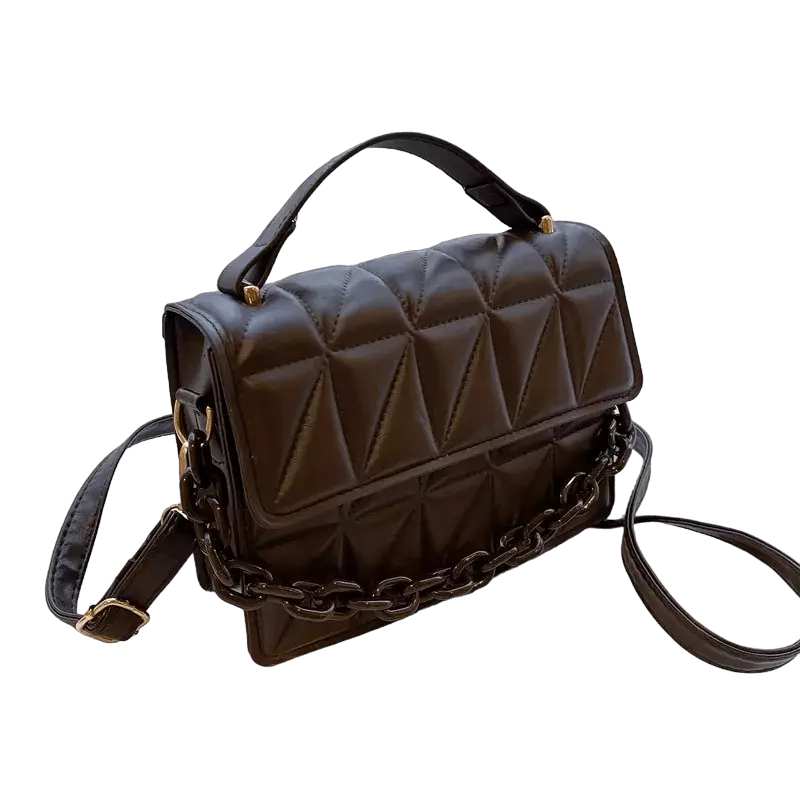 Bolsa Feminina Quadrada Pequena e com Alça De Corrente