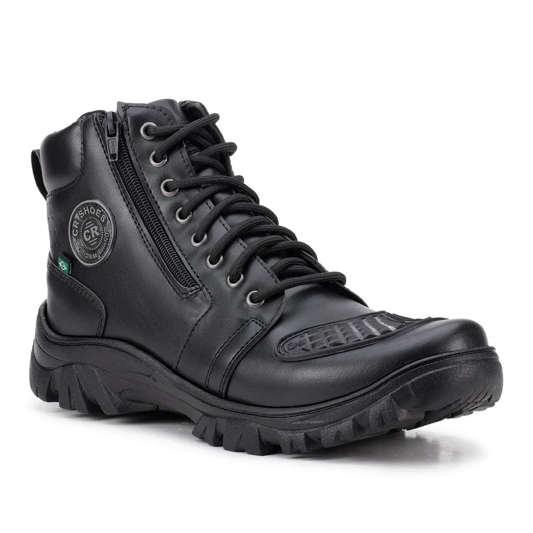 Bota Masculina Militar Biker com Zíper Lateral