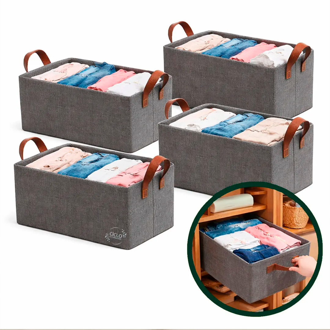 Kit 6 Caixas Organizadoras Grandes e Dobráveis com Tampa Transparente