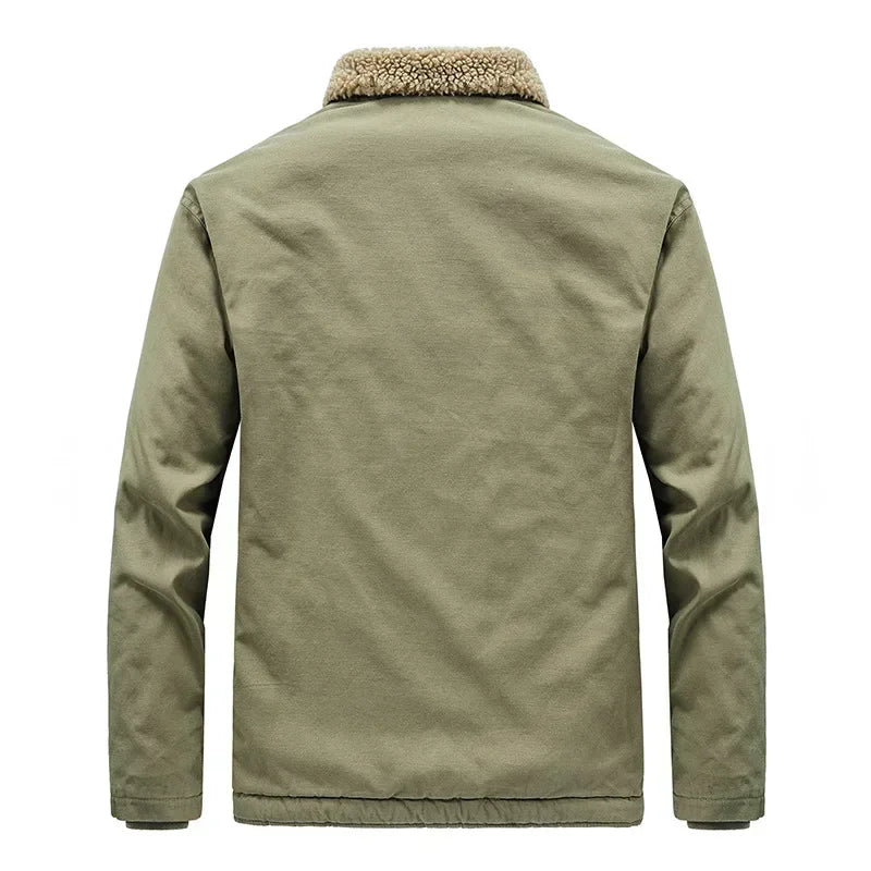 Jaqueta Masculina com Gola de Lã Forro Interno Estilo Casual