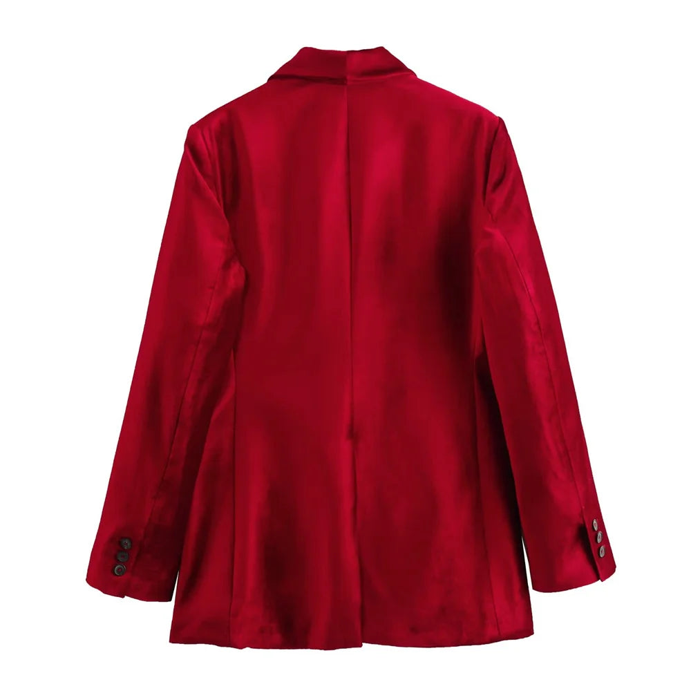 Blazer Feminino de Veludo Vermelho