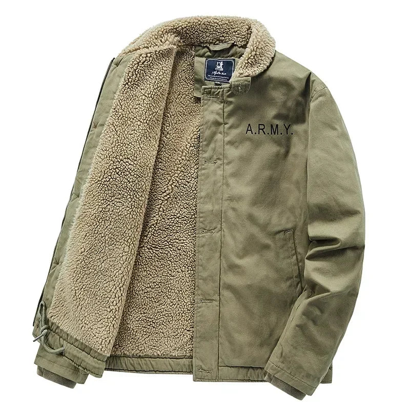Jaqueta Masculina com Gola de Lã Forro Interno Estilo Casual