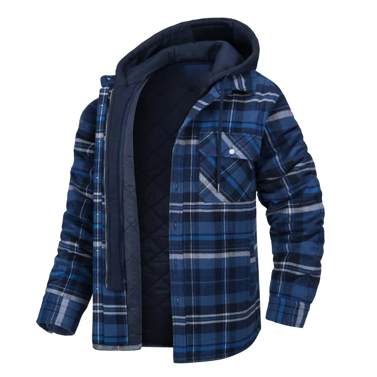 Casaco Masculino Quadriculado Para Inverno com Capuz Forro de Algodão