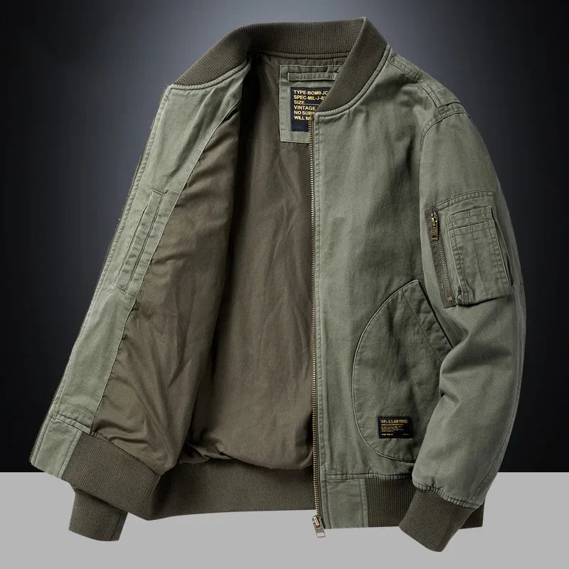 Jaqueta Masculina Estilo College Americana com Forro Grosso Design Bomber