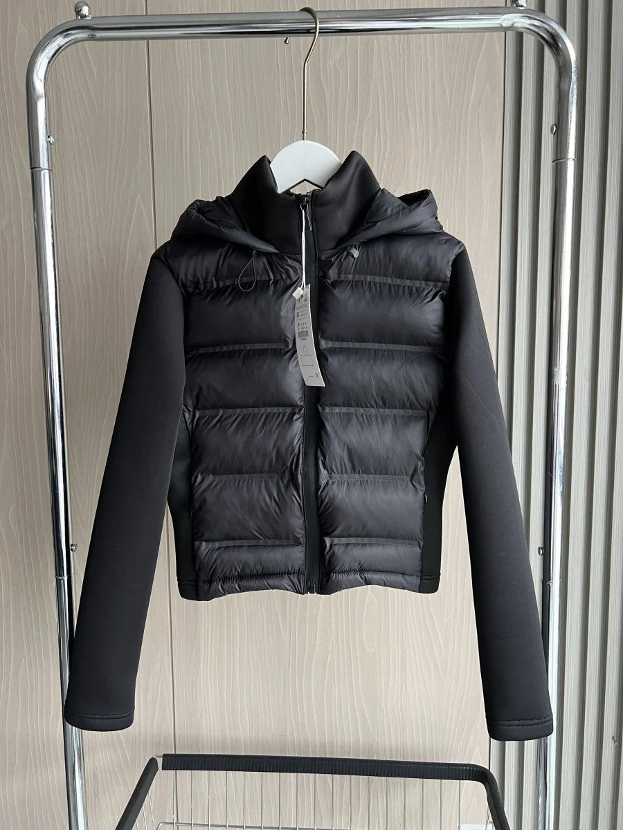Jaqueta Feminina Leve com Capuz Acolchoada Para o Inverno