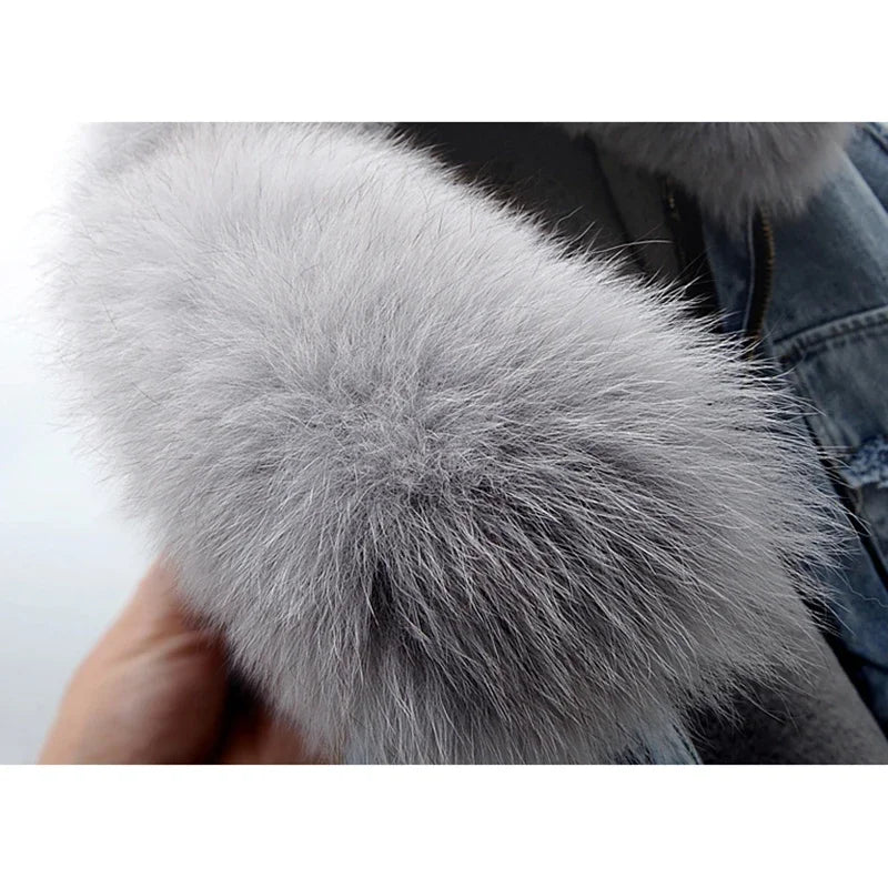 Jaqueta Jeans Feminina com Forro Para Inverno