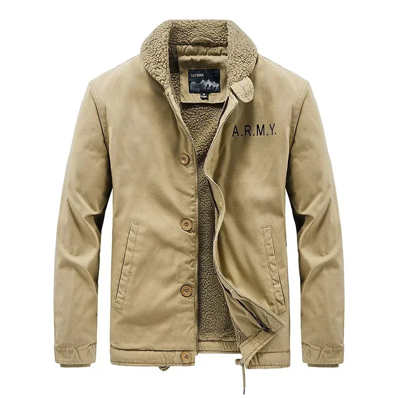 Jaqueta Masculina com Gola de Lã Forro Interno Estilo Casual