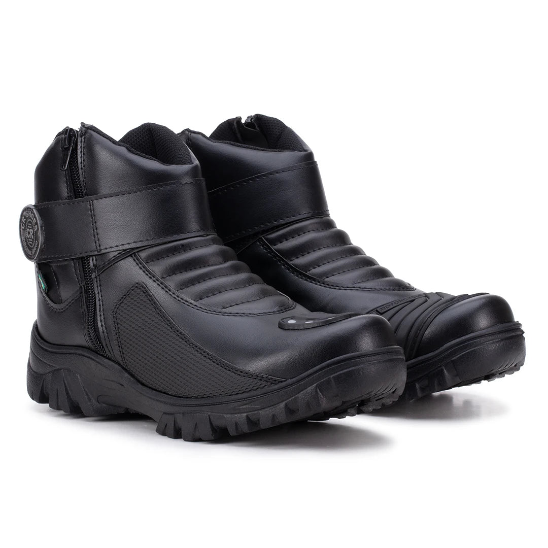 Bota Masculina Biker Militar Monocromática com Zíper Lateral