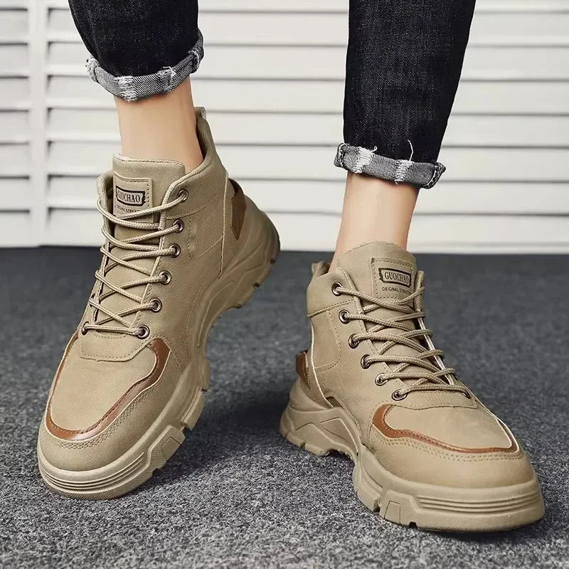 Bota Masculina de Cano Curto Estilo Britânico Antiderrapante Confortável