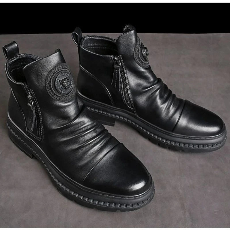 Bota Masculina Cano Alto com Zíper Lateral