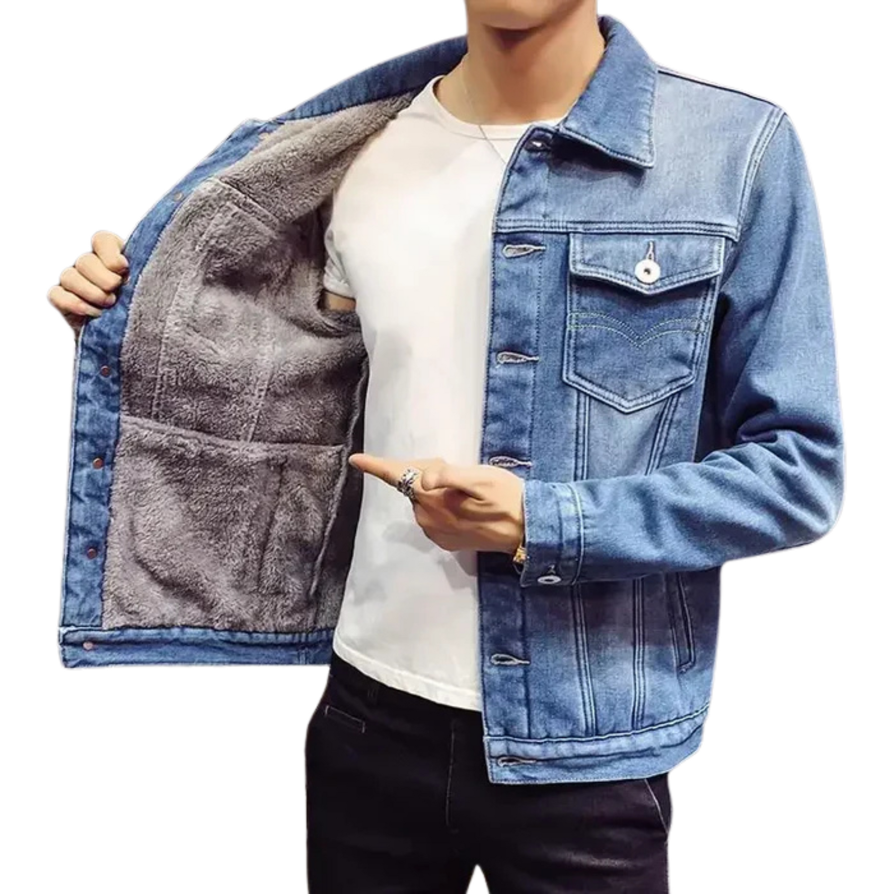 Jaqueta Jeans Masculina Peludo Style