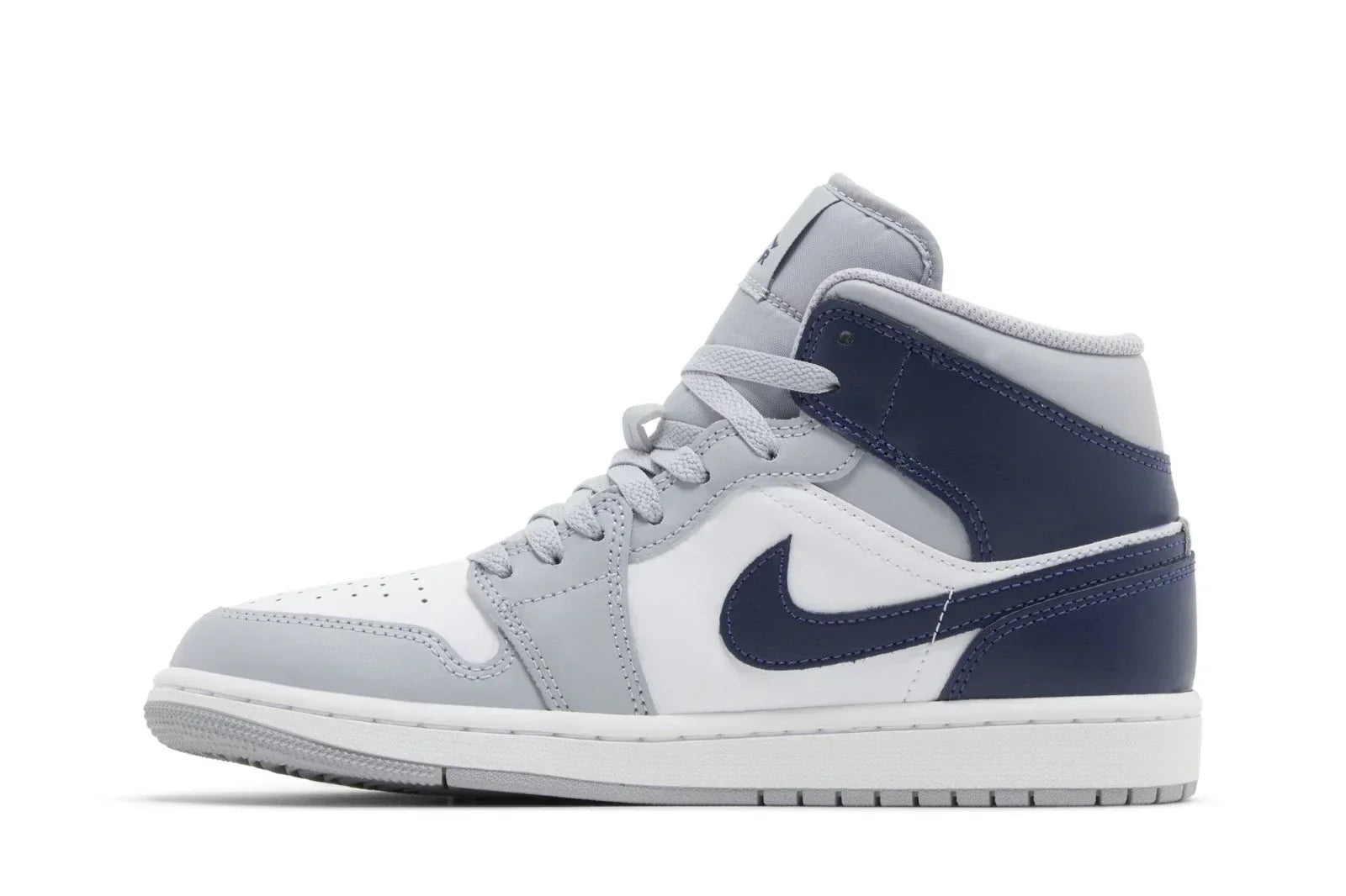 Air Jordan 1 Mid Wolf Grey Midnight Navy Cinza