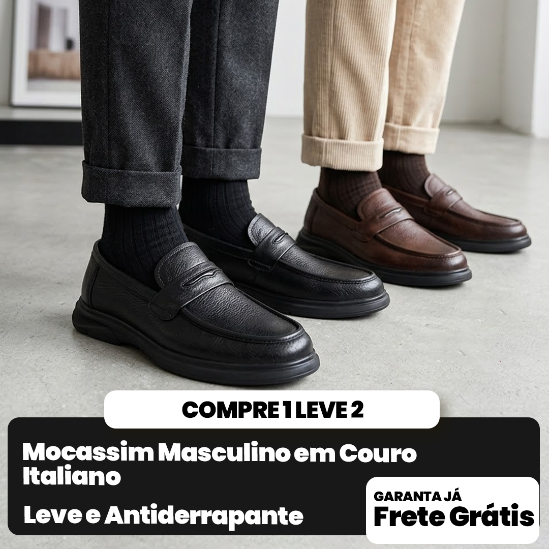 [COMPRE 1 E LEVE 2] Mocassim Masculino - Leve e Antiderrapante