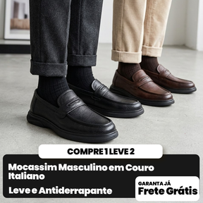 [COMPRE 1 E LEVE 2] Mocassim Masculino - Leve e Antiderrapante