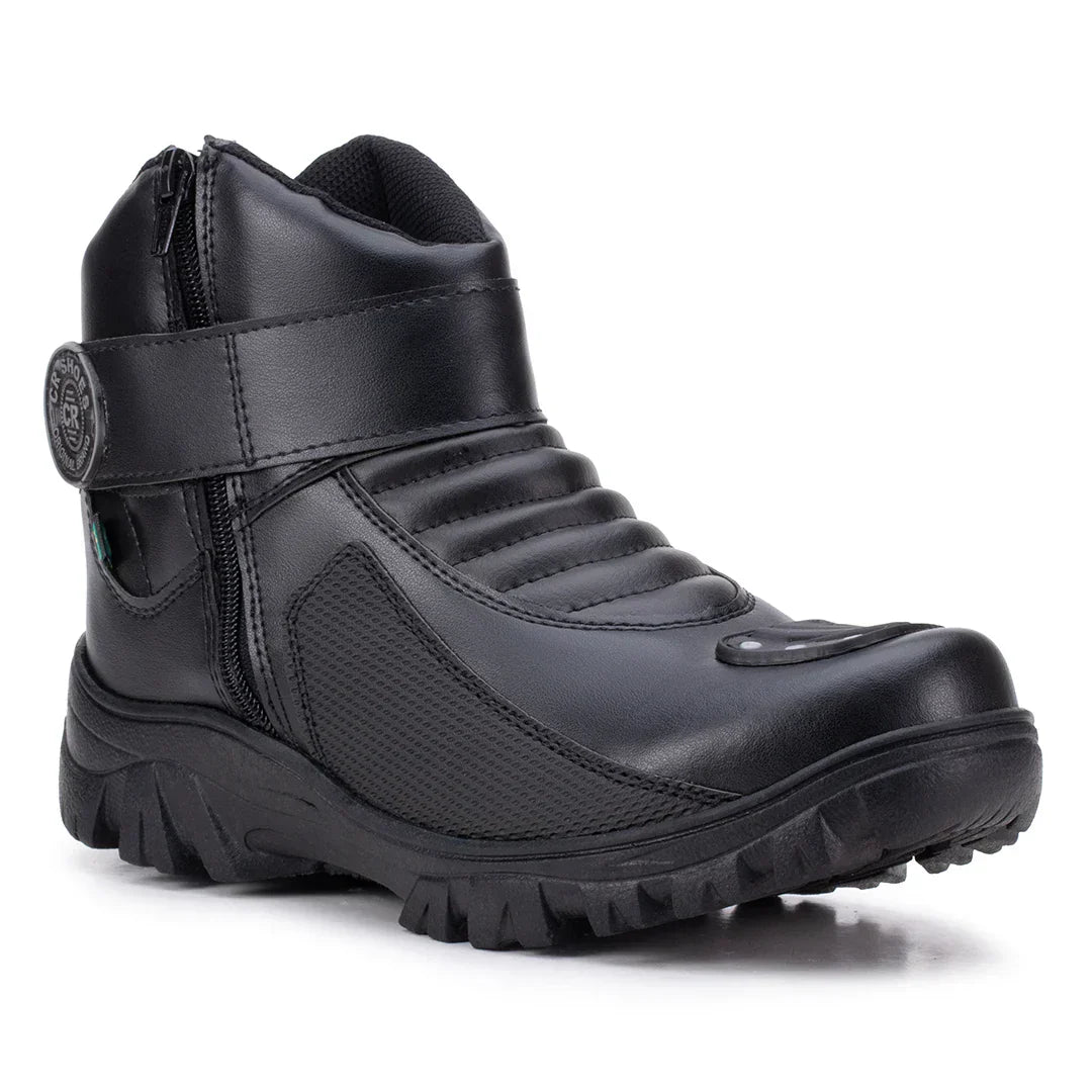 Bota Masculina Biker Militar Monocromática com Zíper Lateral
