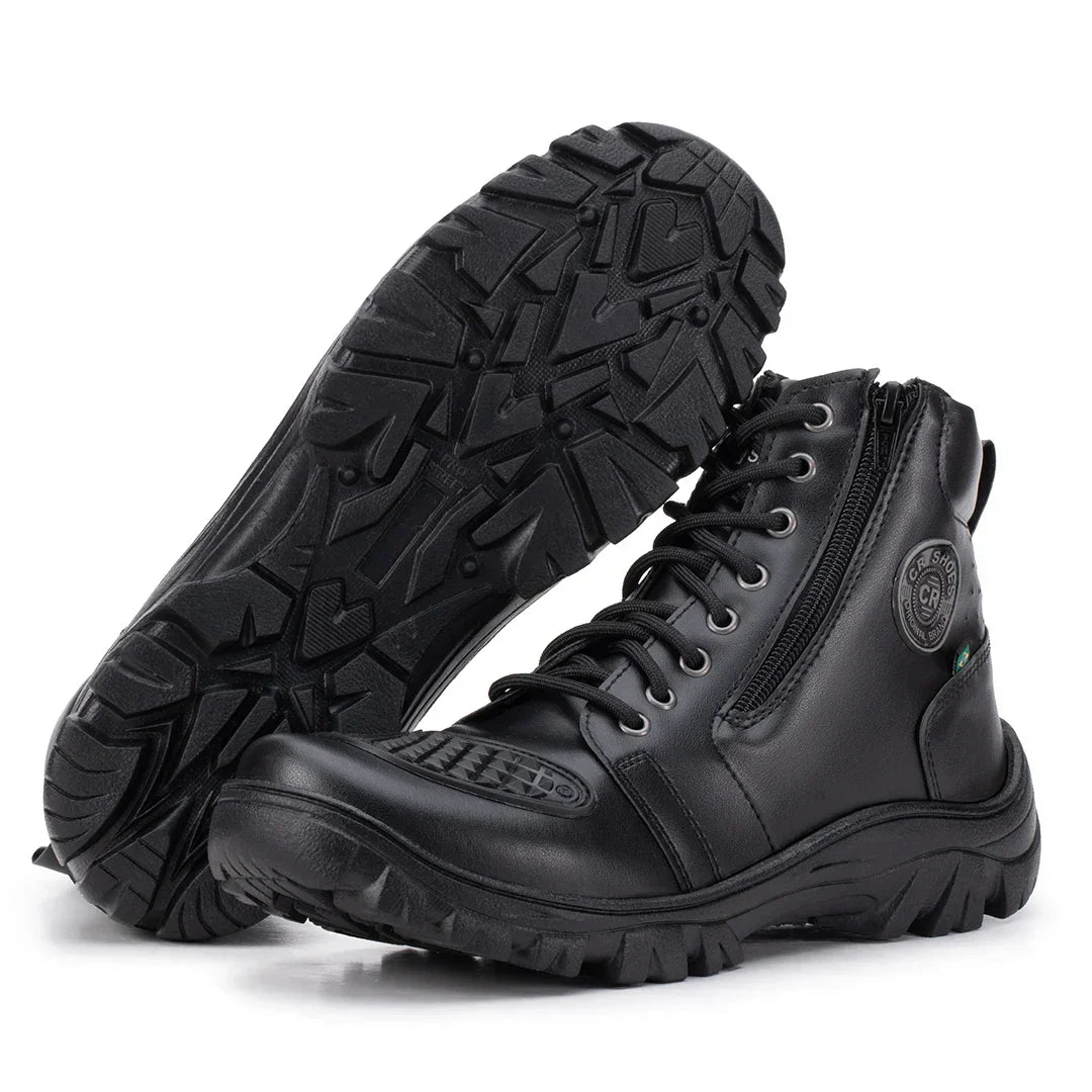 Bota Masculina Militar Biker com Zíper Lateral