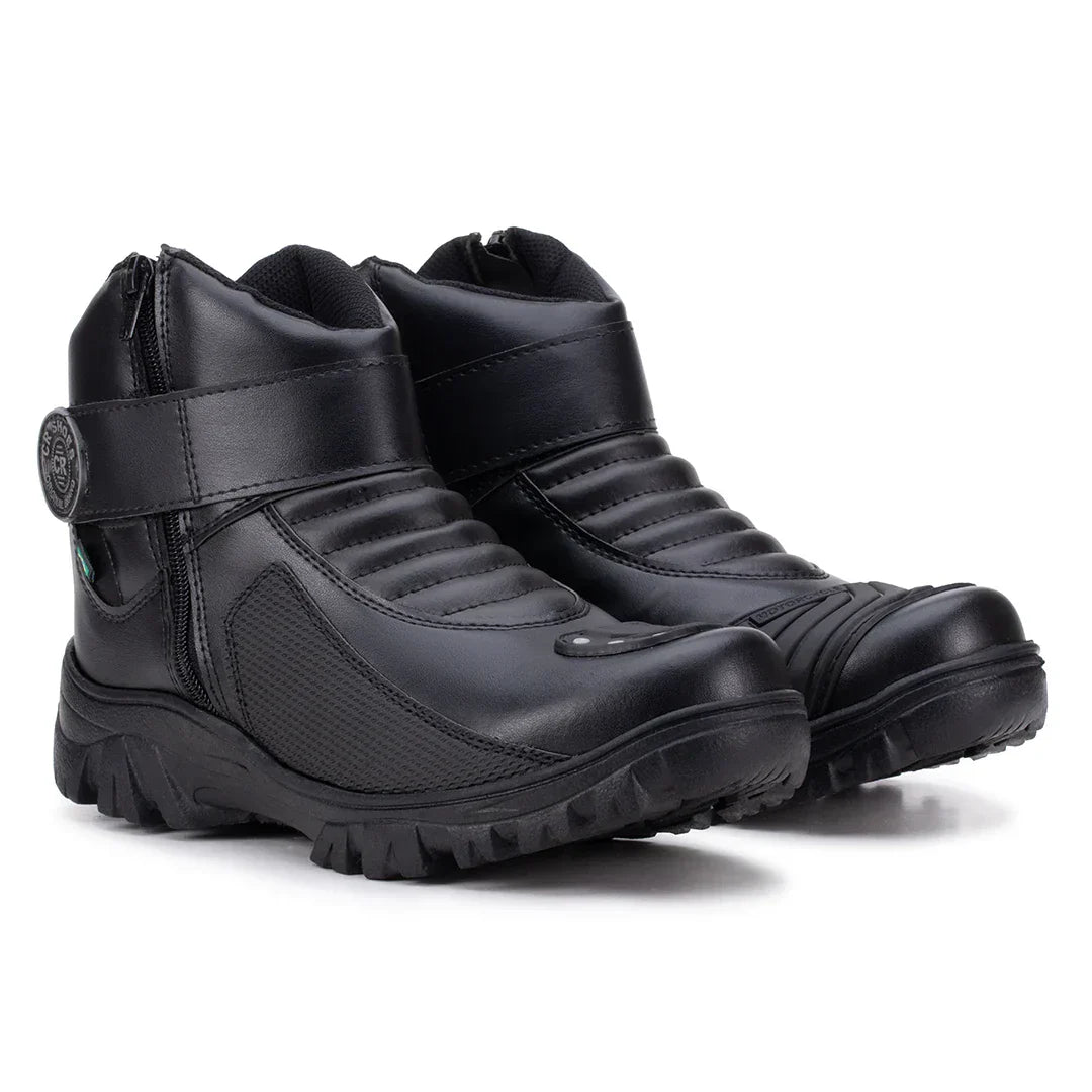 Bota Masculina Biker Militar Monocromática com Zíper Lateral