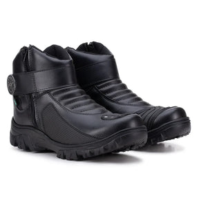 Bota Masculina Biker Militar Monocromática com Zíper Lateral