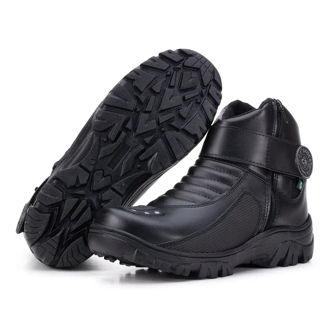 Bota Masculina Biker Militar Monocromática com Zíper Lateral