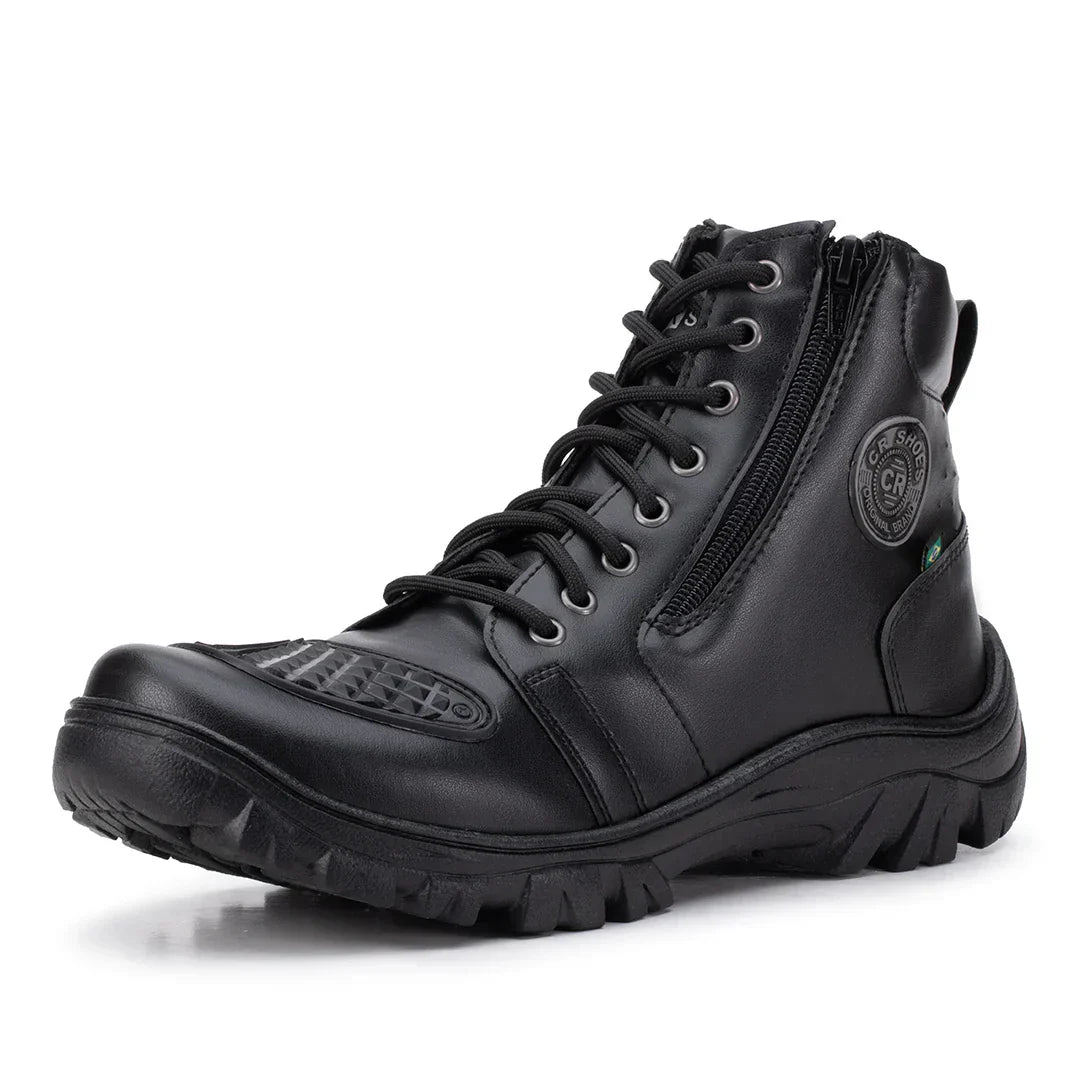 Bota Masculina Militar Biker com Zíper Lateral