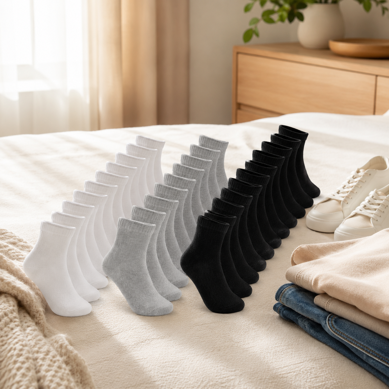 Kit com 24 Meias Médias de Algodão – Conforto e Durabilidade