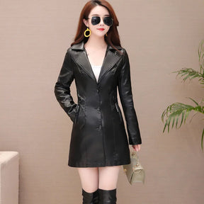 Jaqueta Feminina Longa com Estilo Slim e Design Punk