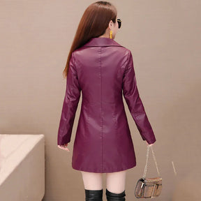 Jaqueta Feminina Longa com Estilo Slim e Design Punk
