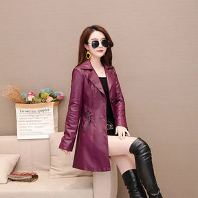 Jaqueta Feminina Longa com Estilo Slim e Design Punk