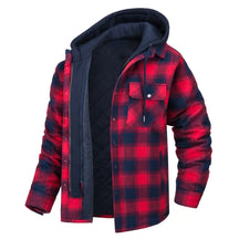 Casaco Masculino Quadriculado Para Inverno com Capuz Forro de Algodão