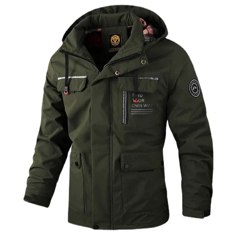 Casaco Masculino Casual Impermeável Com Capuz e Forro