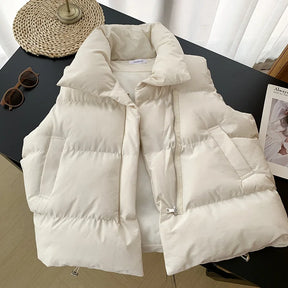 Colete Feminino Elegante com Gola Alta Acolchoado