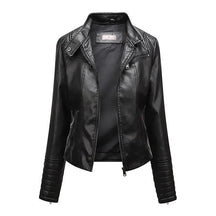 Jaqueta Feminina Slim Black Luxe com Gola Alta Estilo Motociclista
