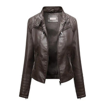 Jaqueta Feminina Slim com Gola Alta Estilo Biker