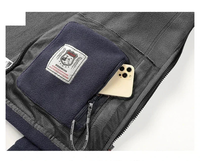 Jaqueta Masculina Polar Para Inverno com Bolsos
