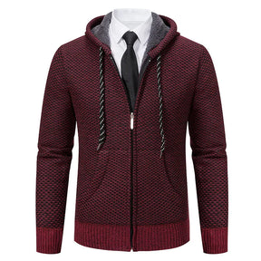 Jaqueta Masculina Cardigan com Gola Dobrável Forro Fleece Estilo Vintage