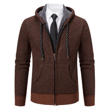 Jaqueta Masculina Cardigan com Gola Dobrável Forro Fleece Estilo Vintage