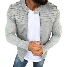 Jaqueta Masculina Slim com Listras, Zíper Frontal Estilo Esportivo