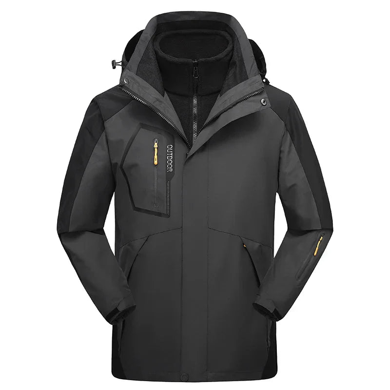 Jaqueta Masculina 3 em 1 com Forro Fleece Impermeável Corta-Vento