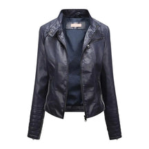 Jaqueta Feminina Slim com Gola Alta Estilo Biker