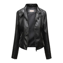 Jaqueta Feminina Slim com Gola Alta Estilo Biker