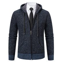 Jaqueta Masculina Cardigan com Gola Dobrável Forro Fleece Estilo Vintage