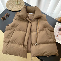 Colete Feminino Elegante com Gola Alta Acolchoado