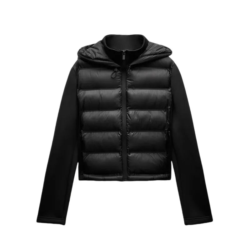 Jaqueta Feminina Leve com Capuz Acolchoada Para o Inverno