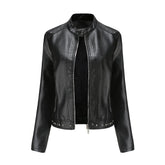 Jaqueta Feminina Estilo Punk Rock com Gola Alta