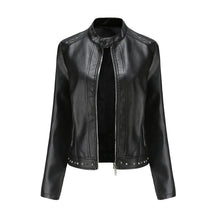 Jaqueta Feminina Estilo Punk Rock com Gola Alta