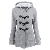 Casaco Feminino Básico com Capuz e Zíper - Sobretudo Casual para Outono/Inverno