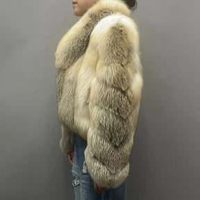 Casaco Feminino com Gola Alta Peluciado Para Inverno