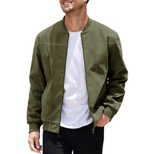 Jaqueta Masculina com Zíper e Gola Alta Casual Retrô